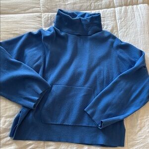 Boxy Cobalt Blue Loose Turtle Neck Sweater
